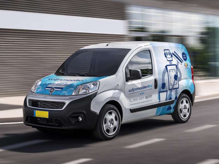 ontwerp auto reclame belettering voor schoonmaakbedrijf wijnmaalen delft door Aadwork uit BINK36 Den Haag