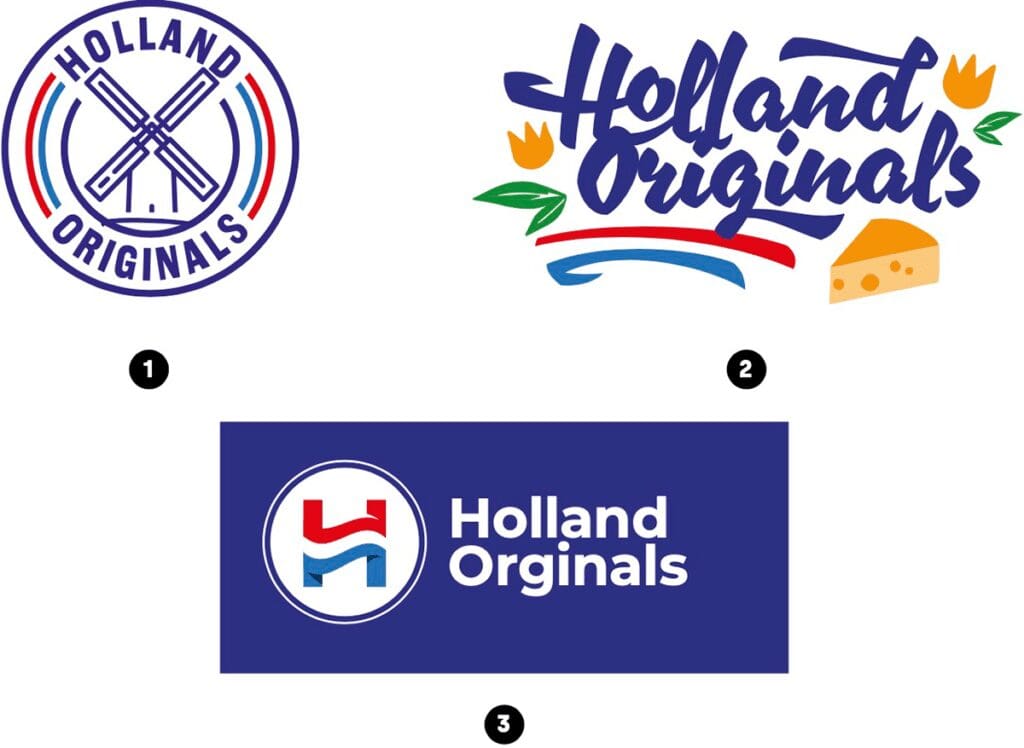 Drie logo ontwerpen voor Holland Originals.