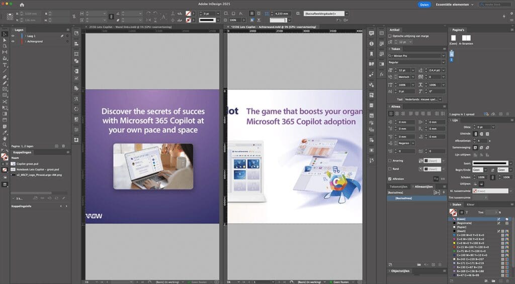 Microsoft 365 Copilot promotie in grafisch ontwerpsoftware