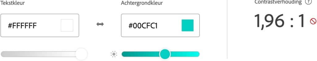 Meten van kleurcontrasten in de analyse tool van Adobe Color.