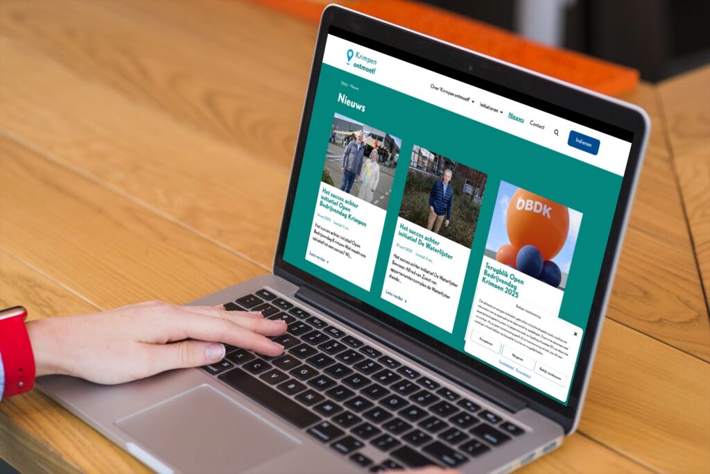 Webpagina over Krimpen ontmoet op laptop.