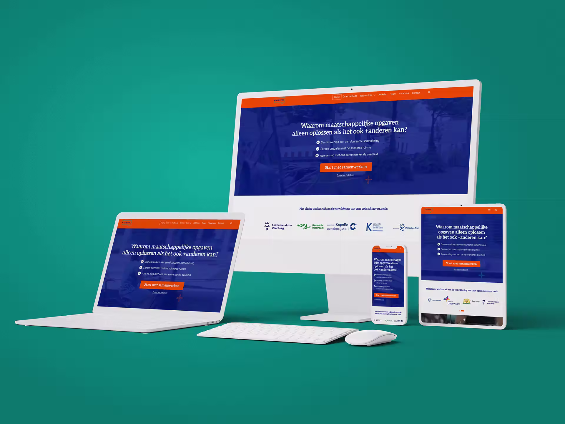 +anderen wordpress website weergegeven op een laptop, imac, smartphone en tablet