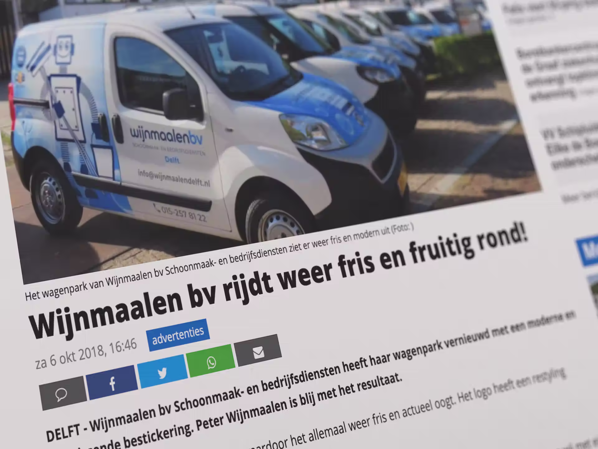 ontwerp autobelettering schoonmaakbedijrf wijnmaalen delft artikel
