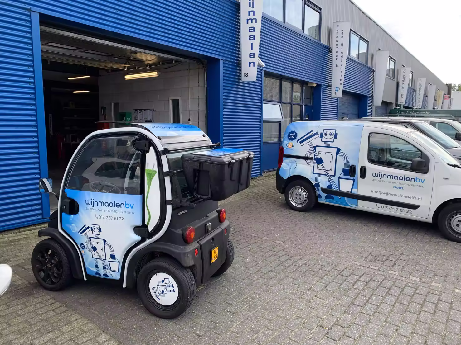 ontwerp autobelettering schoonmaakbedijrf wijnmaalen delft